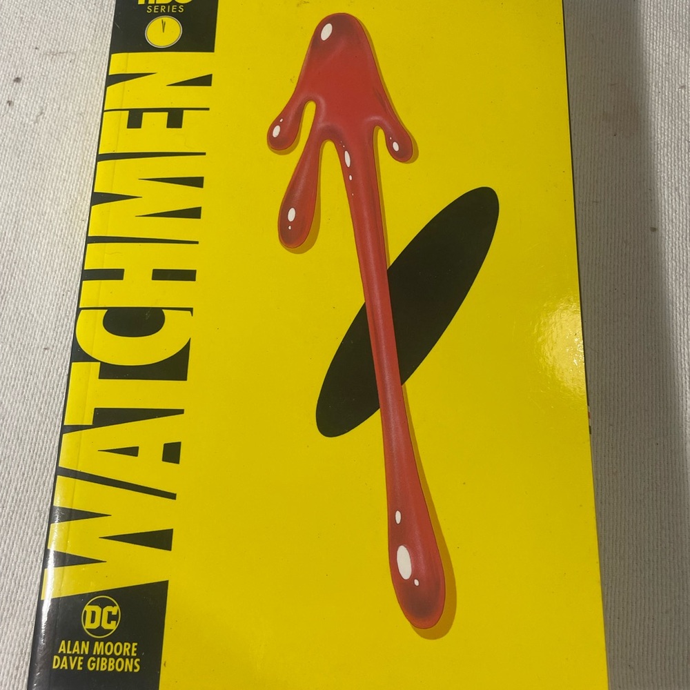 DC Watchmen Hardcover with Red Drip on Yellow Cover